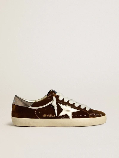 Men's Super-Star cognac velvet with metallic leather star and heel tab