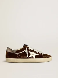 Men's Super-Star cognac velvet with metallic leather star and heel tab