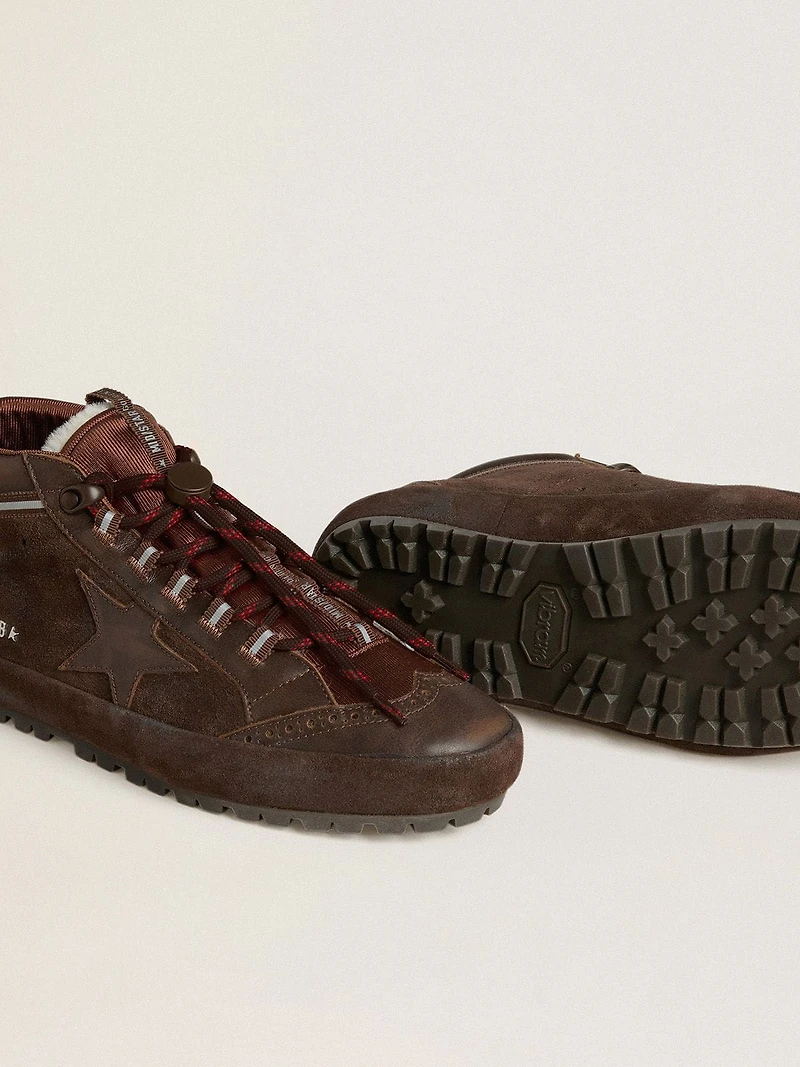 Men's Mid star Ski brown suede with leather and heel tab