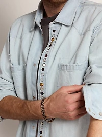 Men's bleached denim shirt with hammered studs