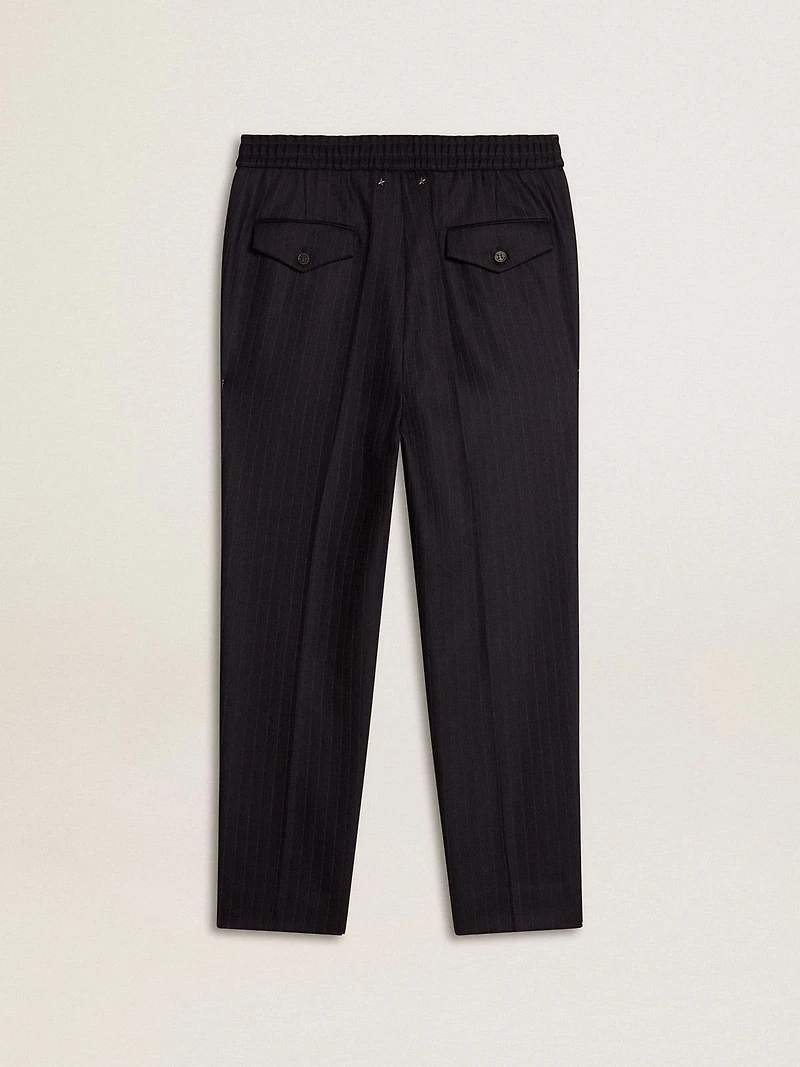 Men's wool pants with vertical thin stripes