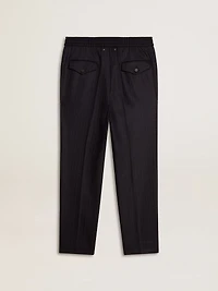 Men's wool pants with vertical thin stripes