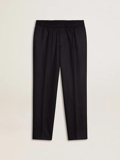 Men's wool pants with vertical thin stripes