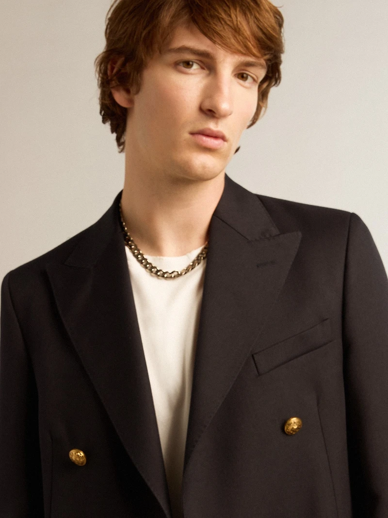 Men's double-breasted blazer dark blue