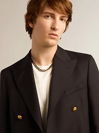 Men's double-breasted blazer dark blue