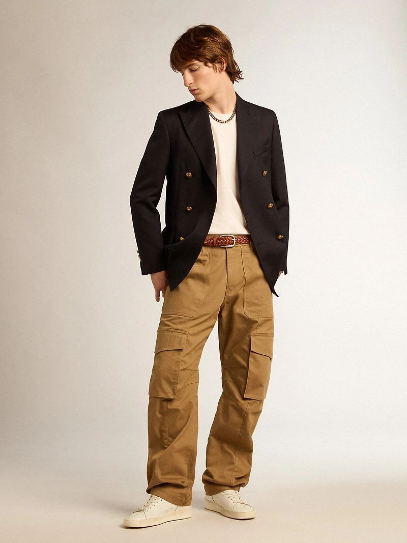 Men's double-breasted blazer dark blue