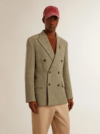 Men's double-breasted blazer Shetland wool