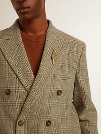 Men's double-breasted blazer Shetland wool