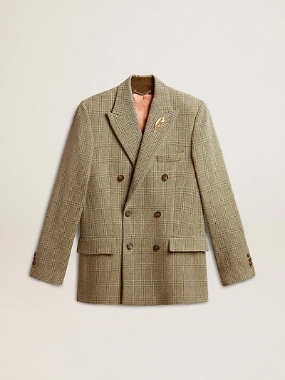 Men's double-breasted blazer Shetland wool