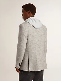 Men's double-breasted jacket gray silk and chevron wool