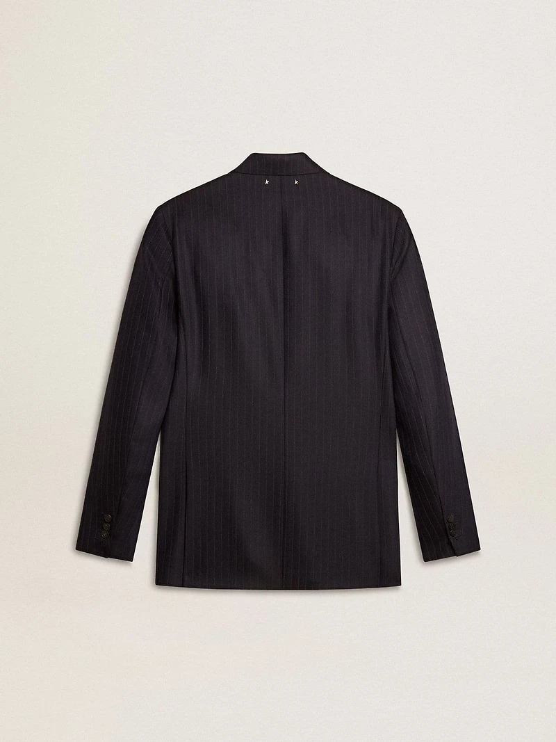 Men's midnight blue wool double-breasted blazer