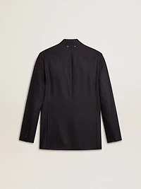 Men's midnight blue wool double-breasted blazer