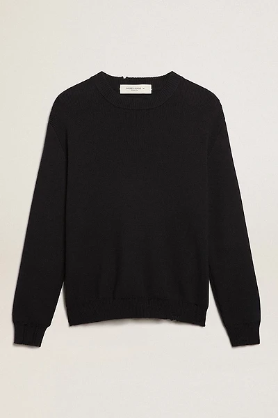 Men’s round-neck sweater dark blue cotton