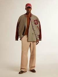 Men's crew-neck sweater with logo on the back