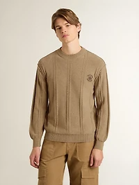 Men's beige sweater with embroidered logo
