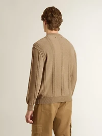 Men's beige sweater with embroidered logo