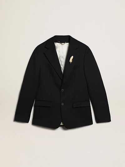 Men’s single-breasted blazer dark blue wool gabardine