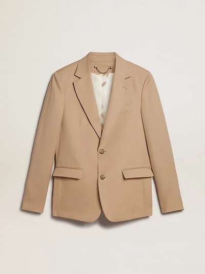 Single-breasted blazer sand with horn buttons