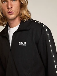 Men's black zipped sweatshirt with white stars
