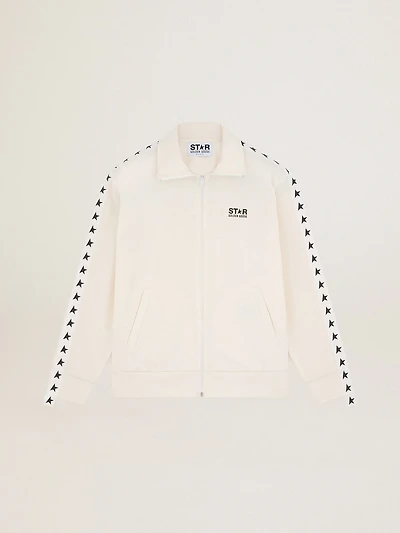 Men's papyrus white zipped sweatshirt with black stars