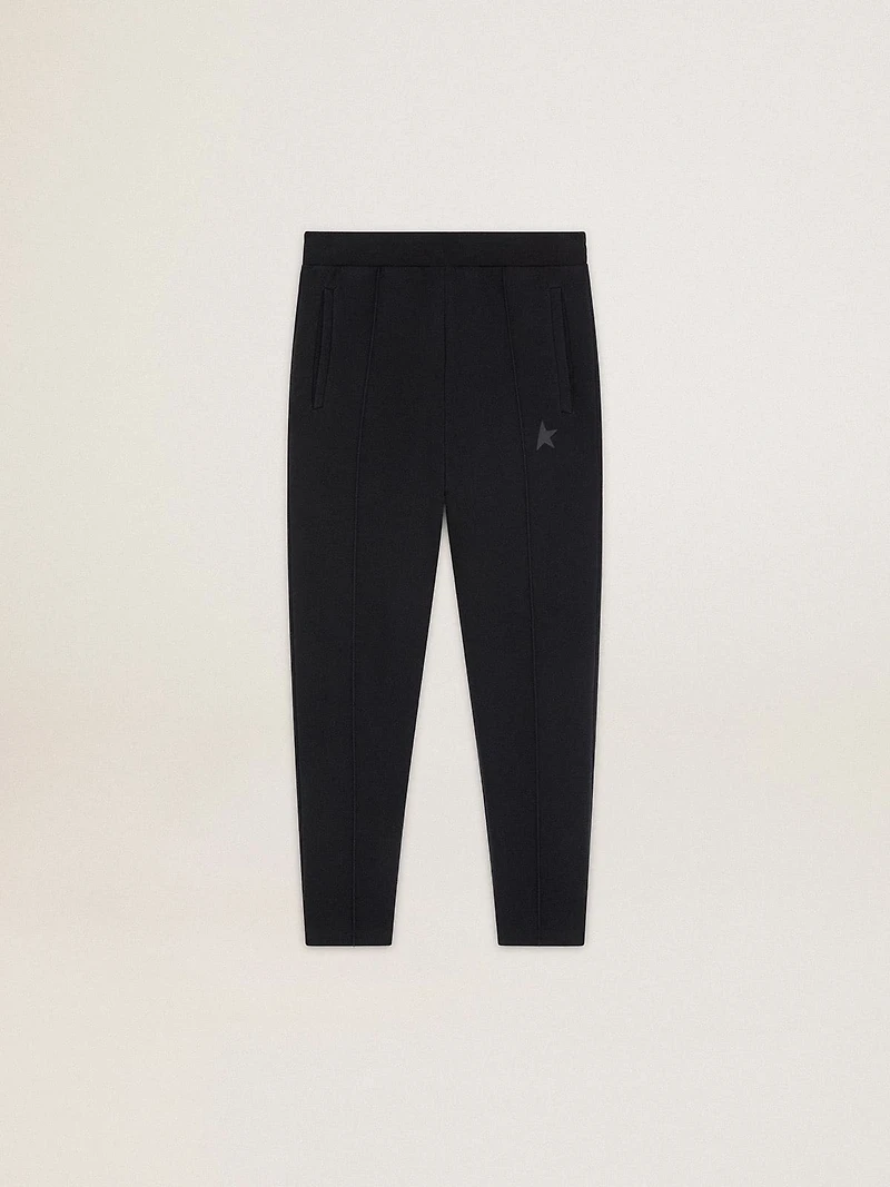 Men's black joggers with star on the front