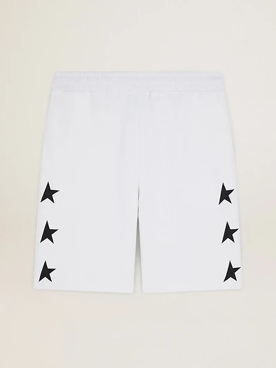 Men's vintage white bermuda shorts with contrasting black stars