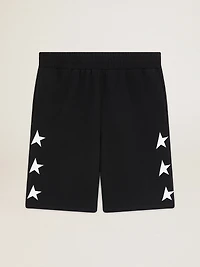 Men's black bermuda shorts with white stars