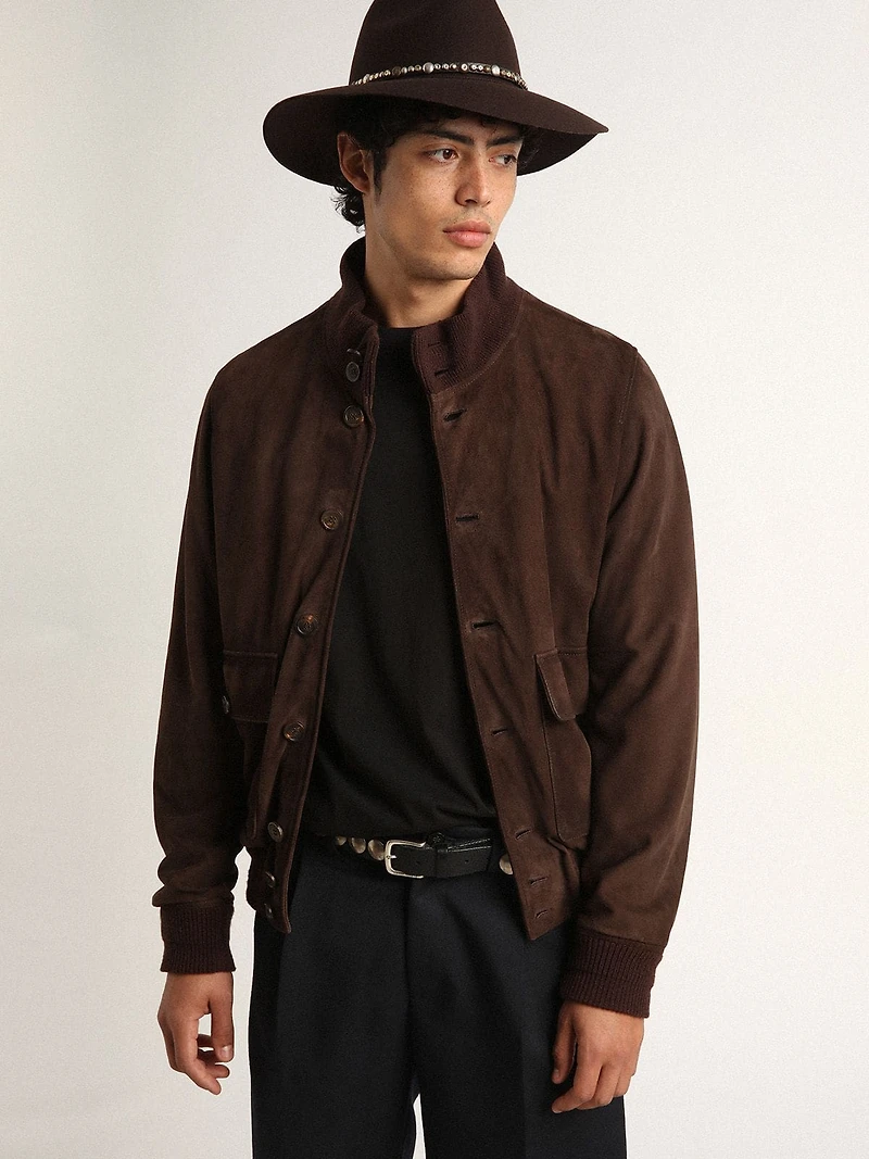 Golden Collection flight jacket dark brown suede