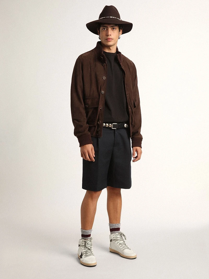 Golden Collection flight jacket dark brown suede