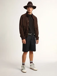 Golden Collection flight jacket dark brown suede