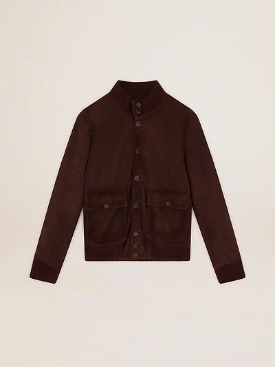 Golden Collection flight jacket dark brown suede