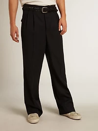 Men's wide leg pants dark blue wool