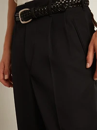 Men's wide leg pants dark blue wool