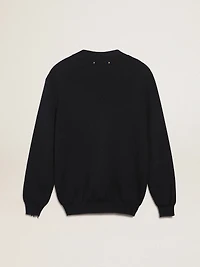Golden Collection cardigan dark blue cotton with a distressed finish