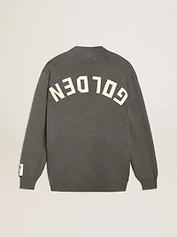 Men's cardigan mélange gray cotton with logo on the back
