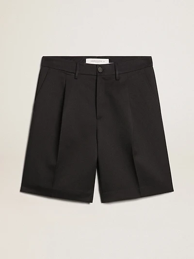 Men's bermuda shorts dark blue wool