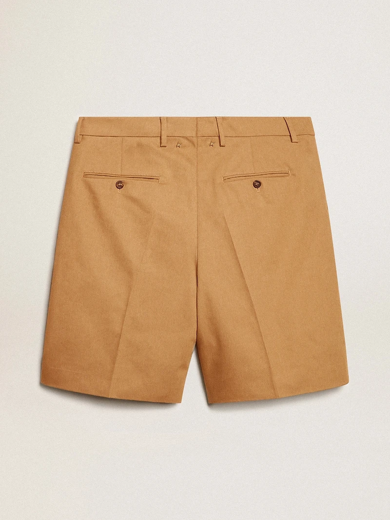 Men's Bermuda shorts beige cotton