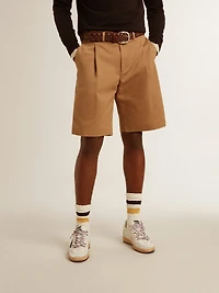 Men's Bermuda shorts beige cotton