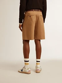 Men's Bermuda shorts beige cotton