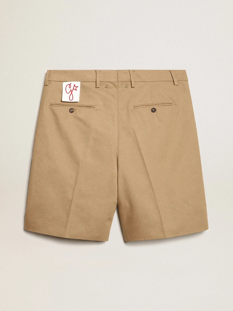 Men's Bermuda shorts beige cotton