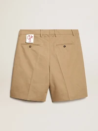 Men's Bermuda shorts beige cotton