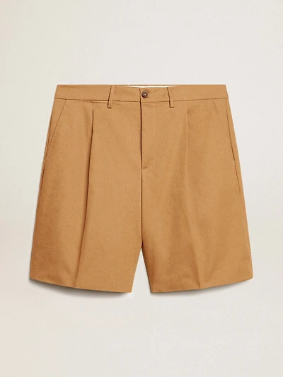 Men's Bermuda shorts beige cotton