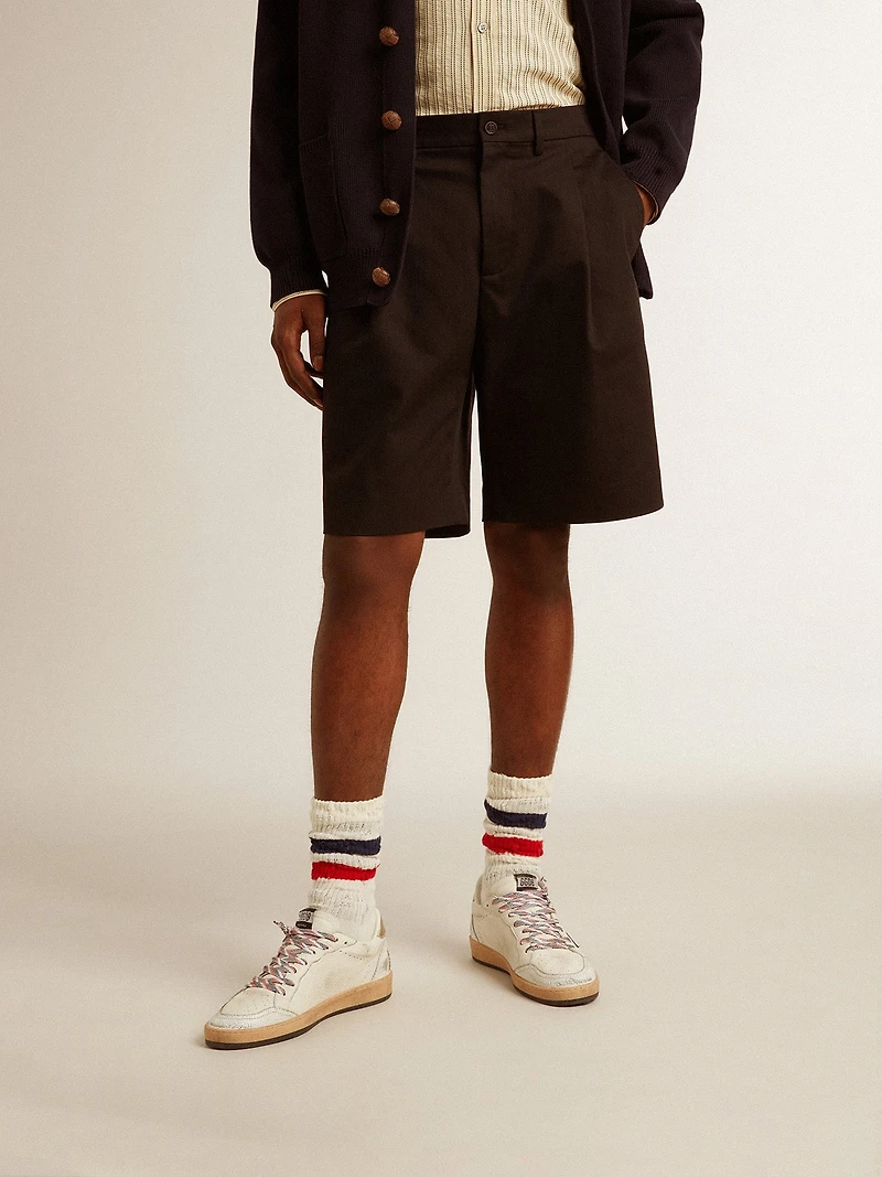 Men's Bermuda shorts black cotton