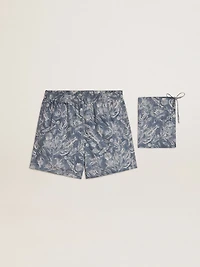 Men's boxers with light blue and white marine print