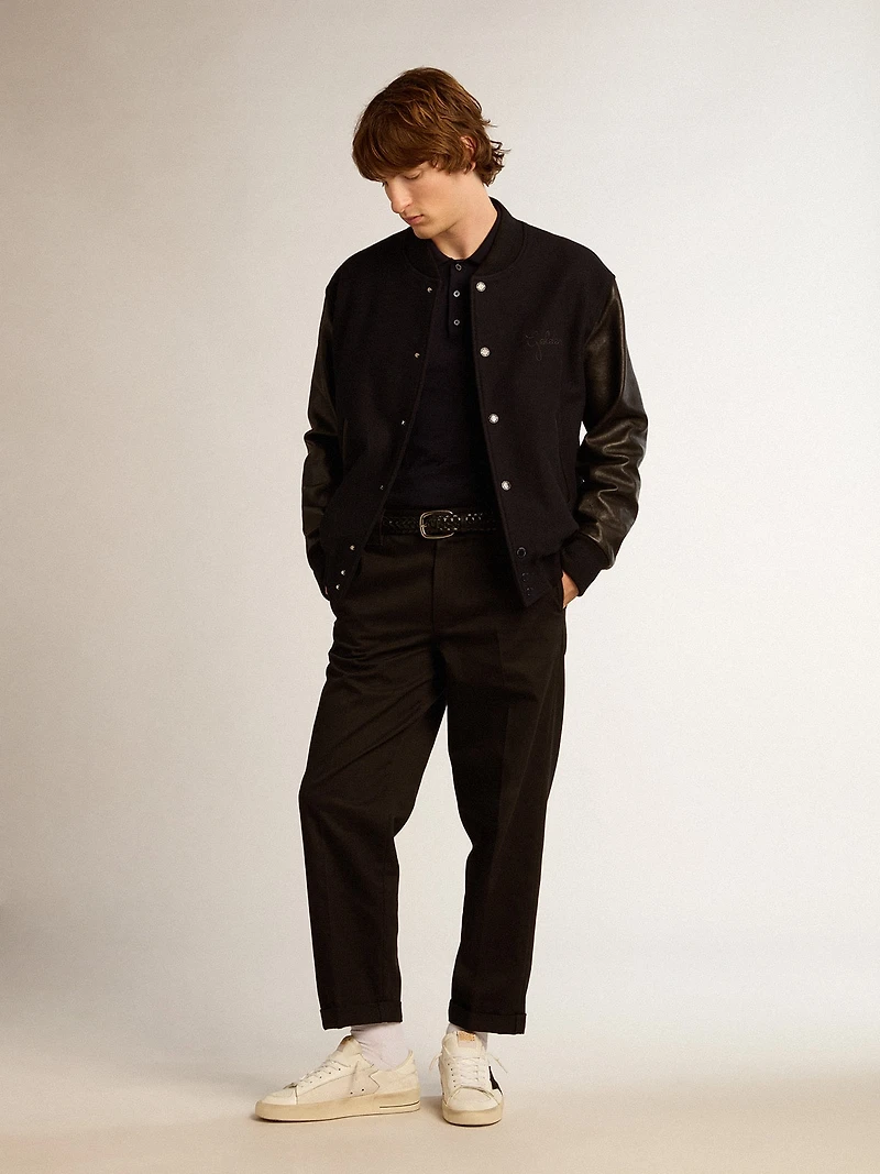 Men's black cotton chinos