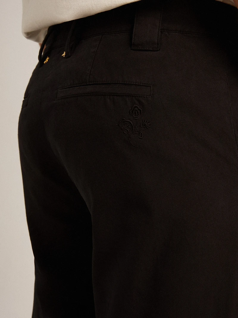 Men's black cotton chinos