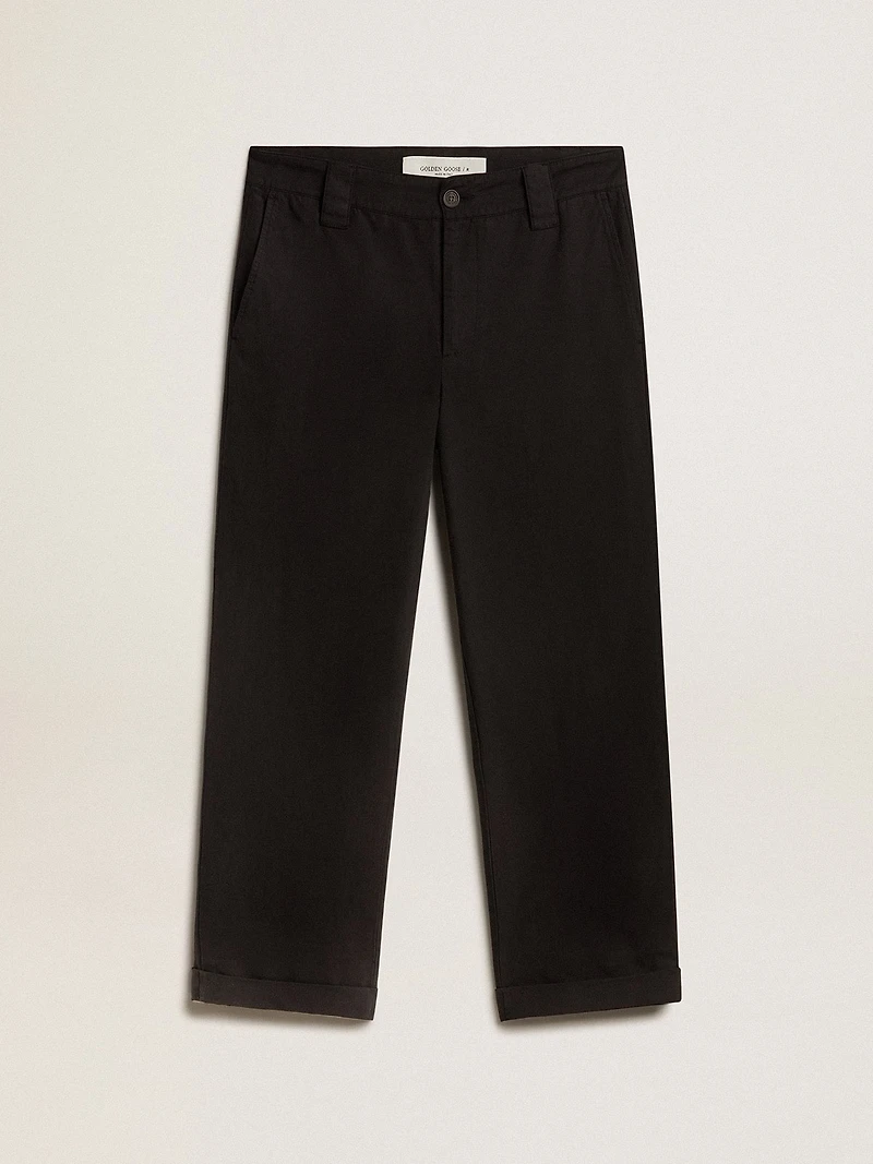 Men's black cotton chinos