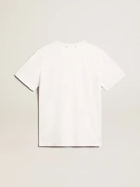 Men's white T-shirt with distressed treatment