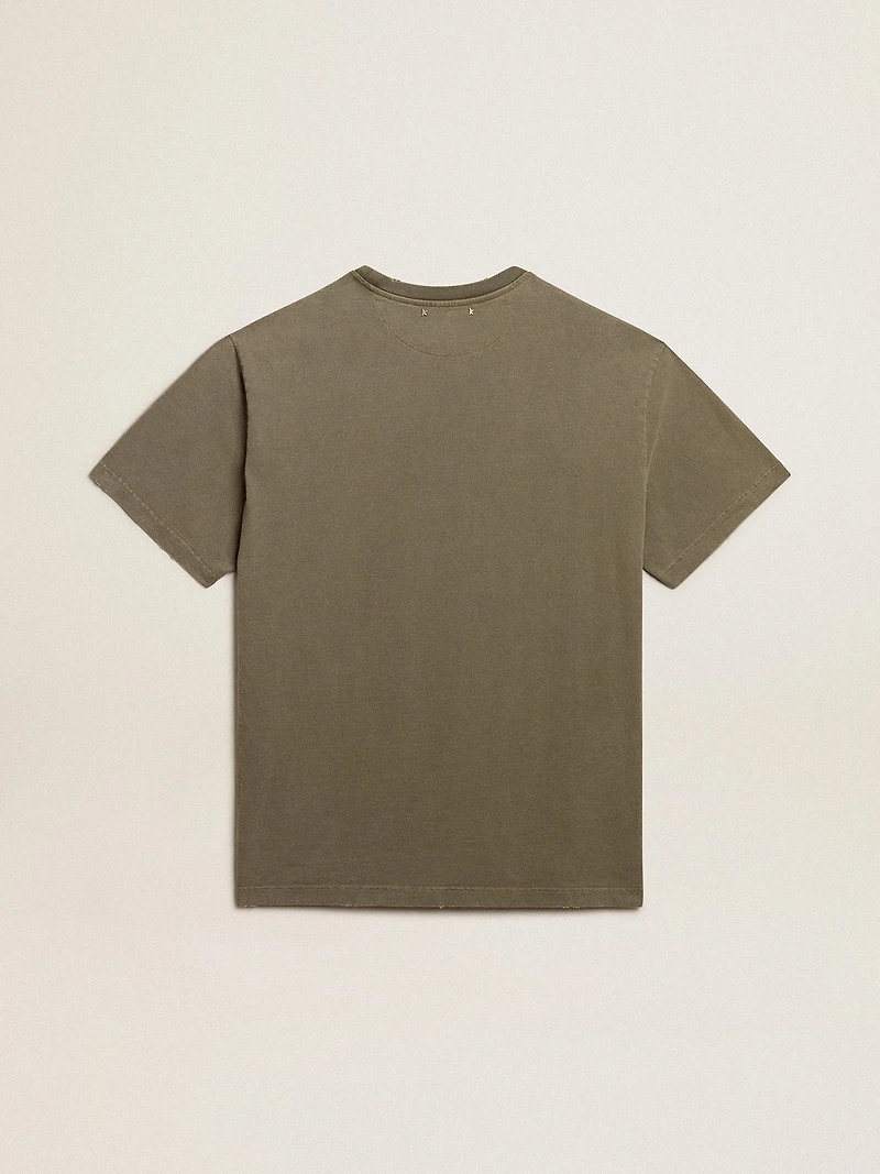 Men's olive green T-shirt with Golden lettering
