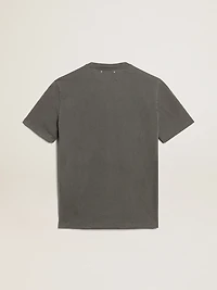 Men's anthracite gray T-shirt with distressed treatment